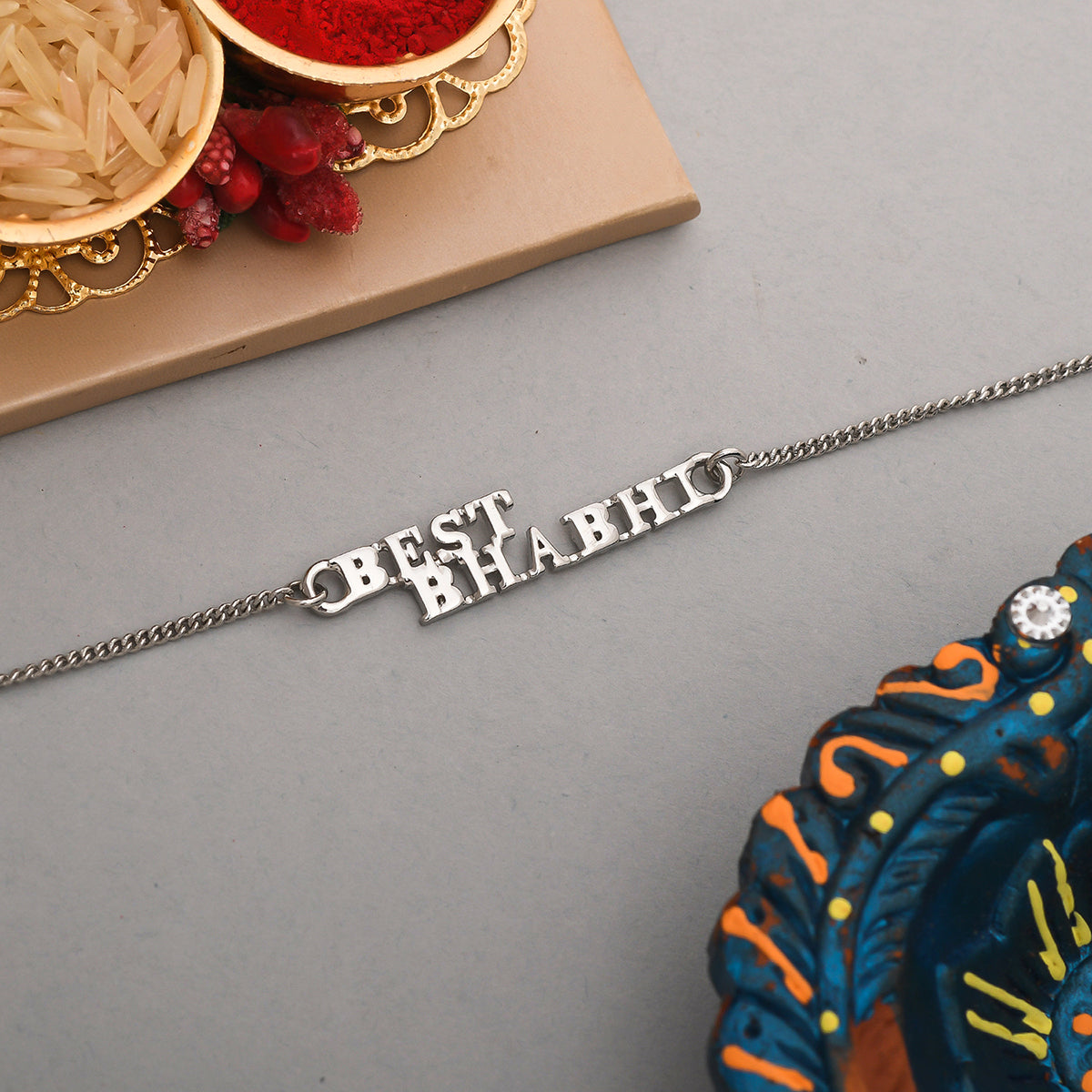 trueBrowns Silver Tone Best Bhabhi Rakhi - Distacart