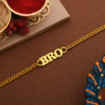 Thumbnail for trueBrowns Gold Tone Fashionable BRO Rakhi - Distacart