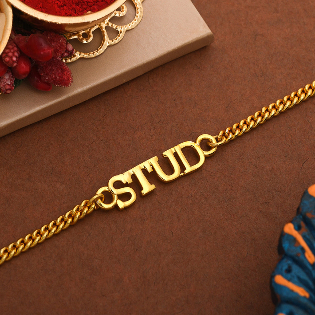 trueBrowns Stylish Gold Tone STUD Rakhi - Distacart