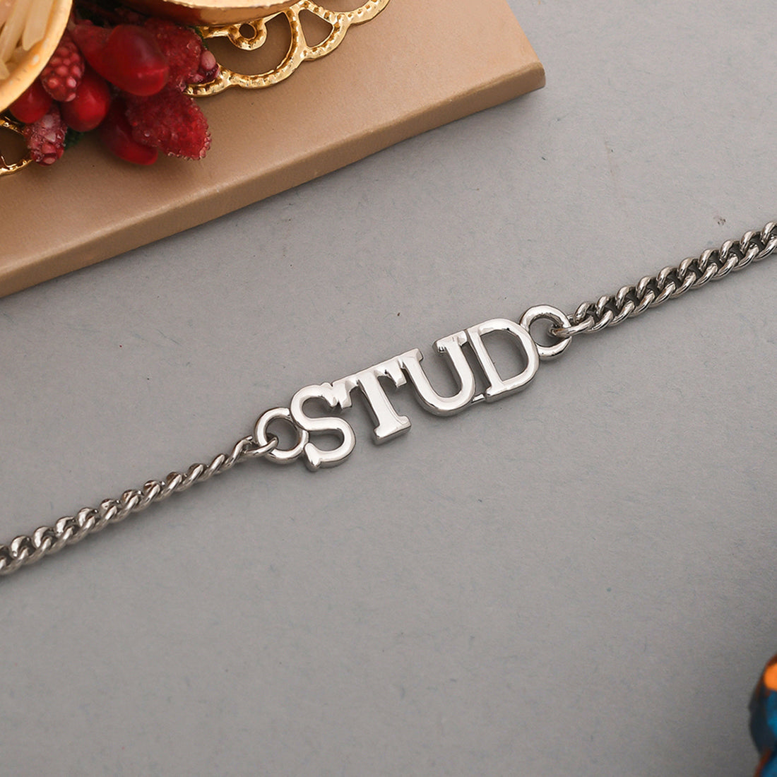 trueBrowns Stylish Silver Plated Bracelet Style STUD rakhi - Distacart