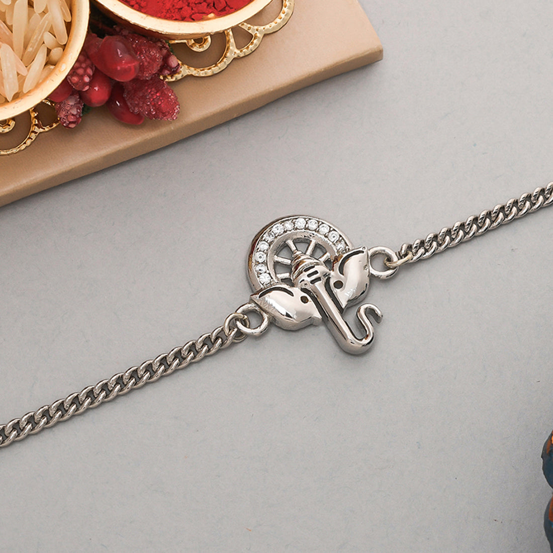trueBrowns Silver Tone Ganesha Bracelet Rakhi - Distacart