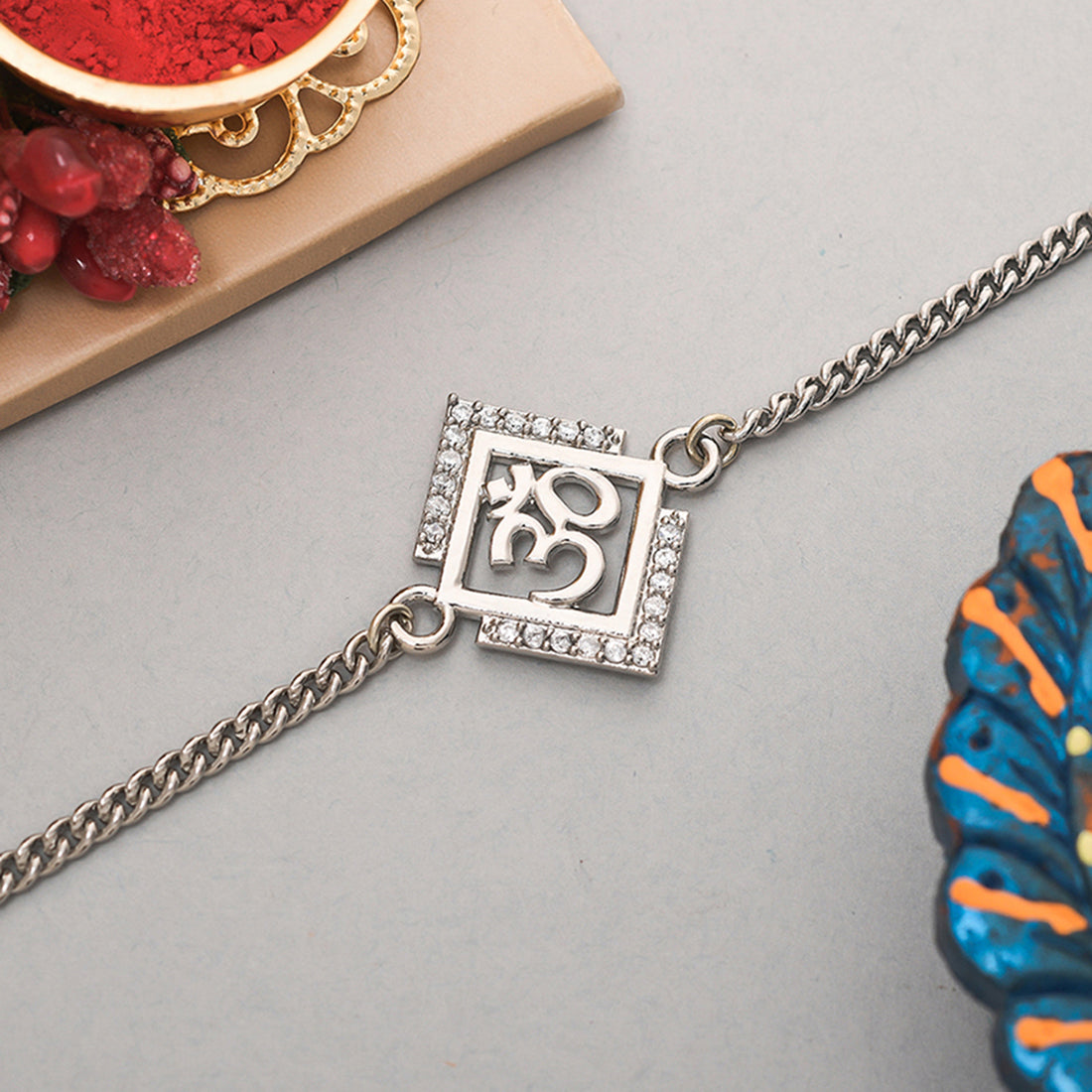 trueBrowns Auspicious OM Silver Plated Bracelet Rakhi - Distacart