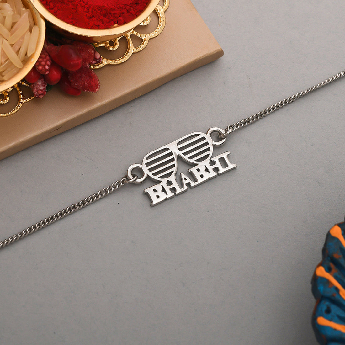 trueBrowns Stylish Silver Tone Bracelet Style Bhabhi Rakhi - Distacart