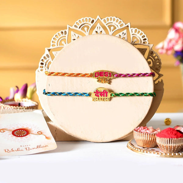 trueBrowns X Voylla Desi Bhai-Bhabhi Multi Color Thread Lumba Rakhi Combo For Bhaiya Bhabhi - Distacart