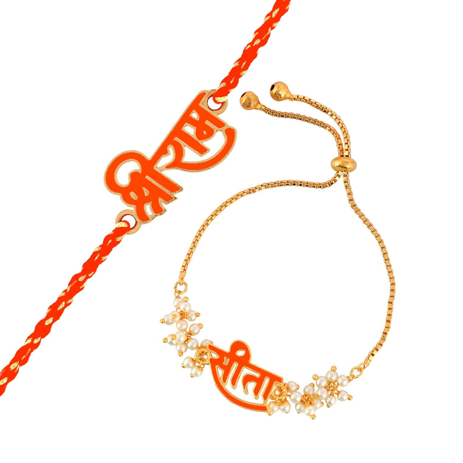trueBrowns X Voylla Sita-Ram Vermilion Enamel Lumba Rakhi Combo For Bhaiya Bhabhi