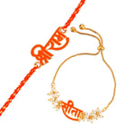 Thumbnail for trueBrowns X Voylla Sita-Ram Vermilion Enamel Lumba Rakhi Combo For Bhaiya Bhabhi