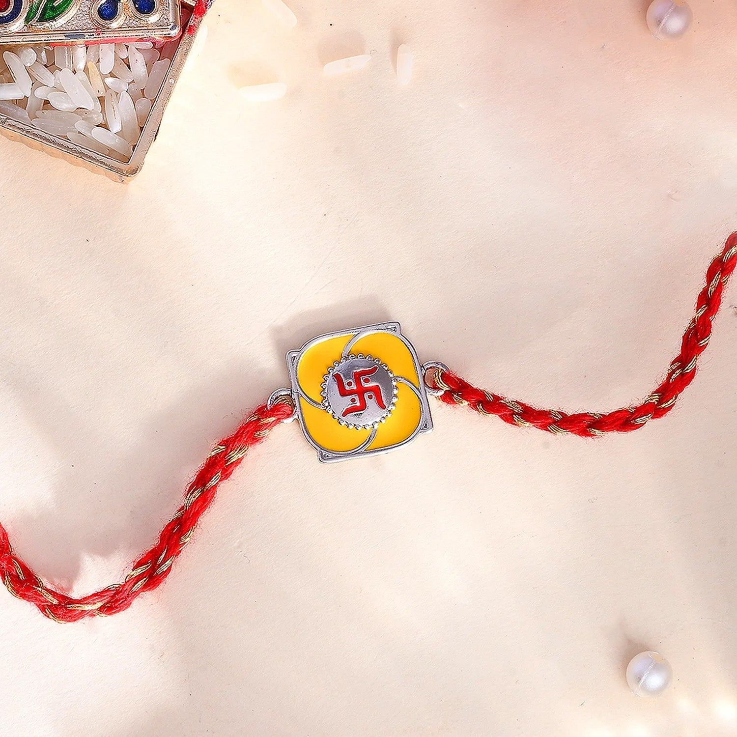 trueBrowns Sterling Silver Square Swastik Rakhi - Distacart