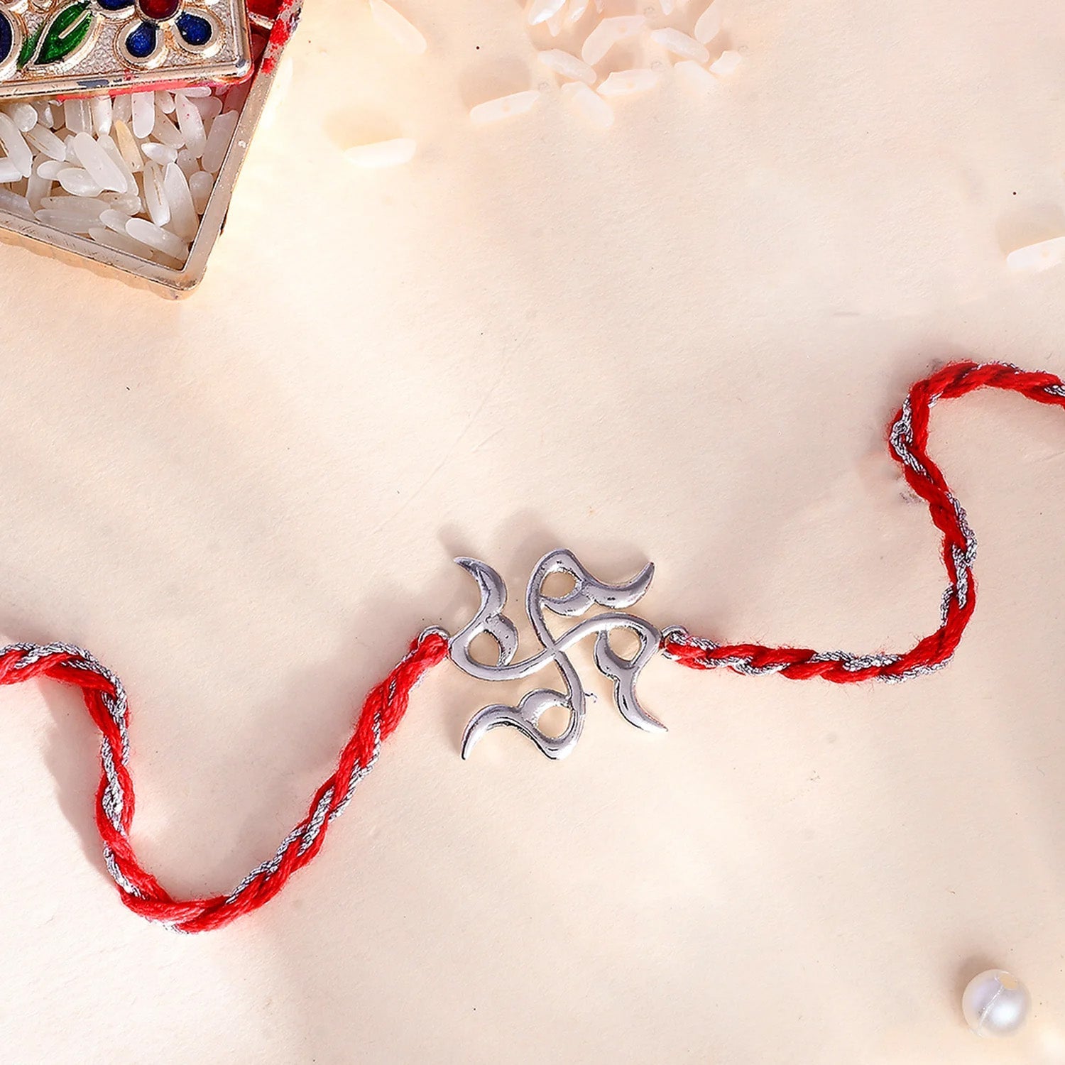 trueBrowns X Voylla Sterling Silver Stylized Swastik Rakhi - Distacart