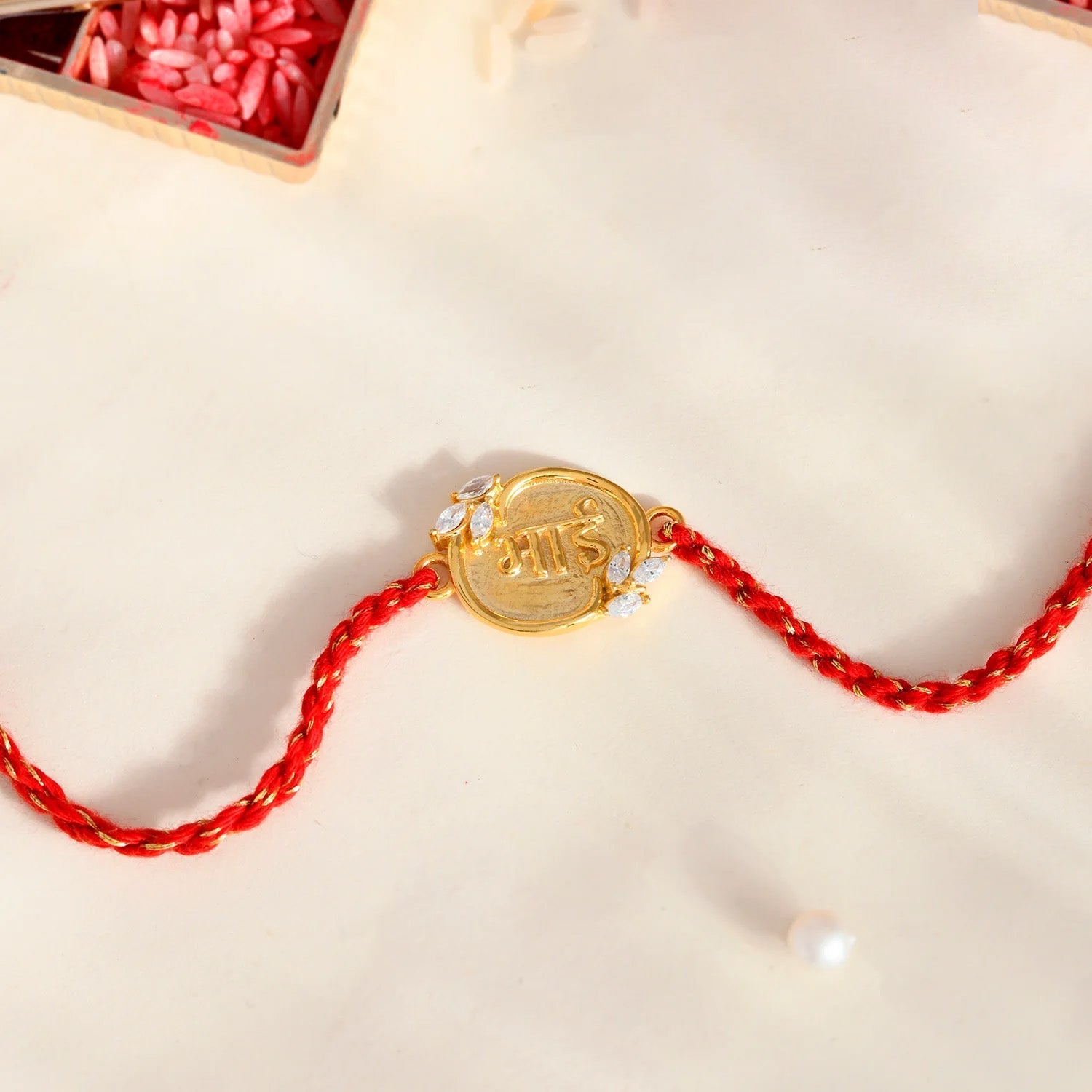 trueBrowns Sterling Silver Red "Bhai" Floral Rakhi - Distacart