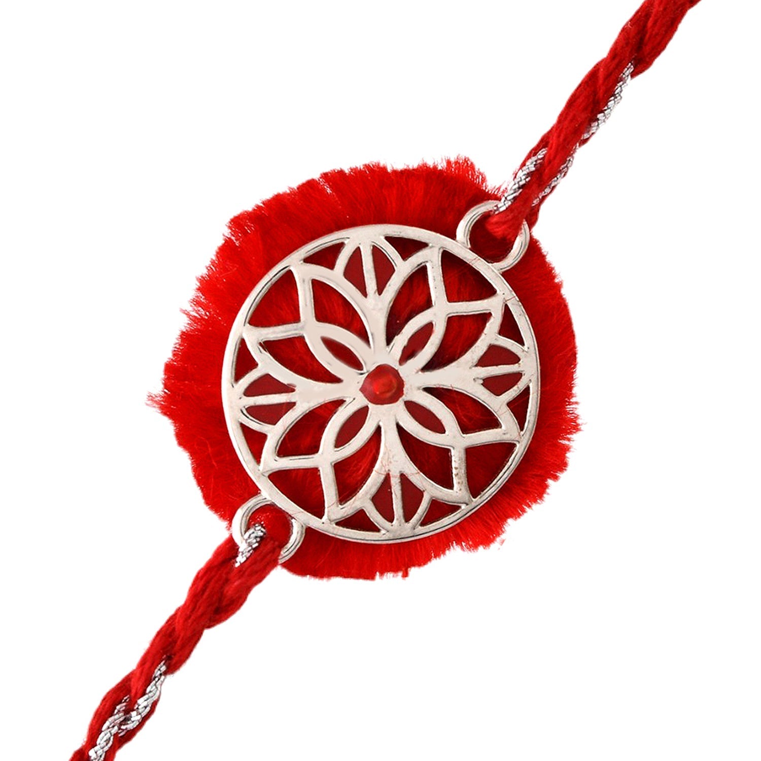 trueBrowns X Voylla Sterling Silver Filigree Red Rakhi - Distacart