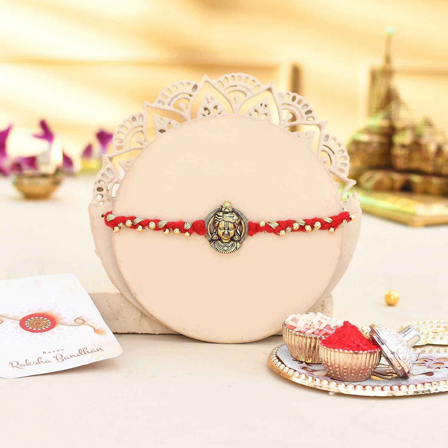 trueBrowns X Voylla Ram Lalla Gold Oxidised Rakhi For Brother - Distacart