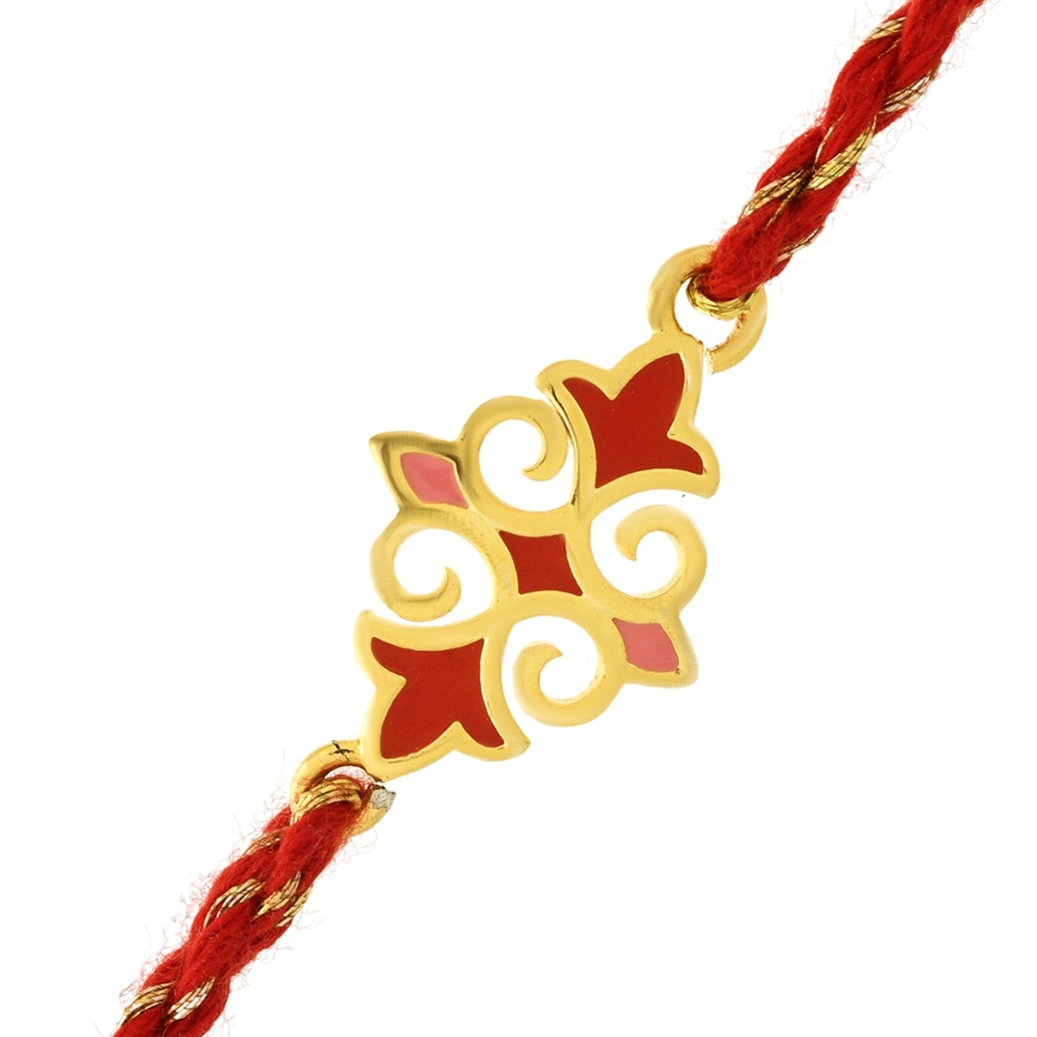 trueBrowns X voylla Sterling Silver Red Gold-Polished Floral Rakhi