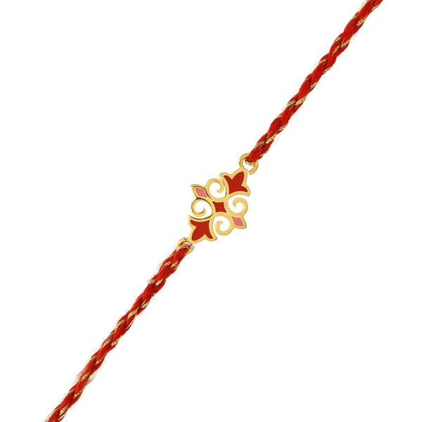 trueBrowns X voylla Sterling Silver Red Gold-Polished Floral Rakhi