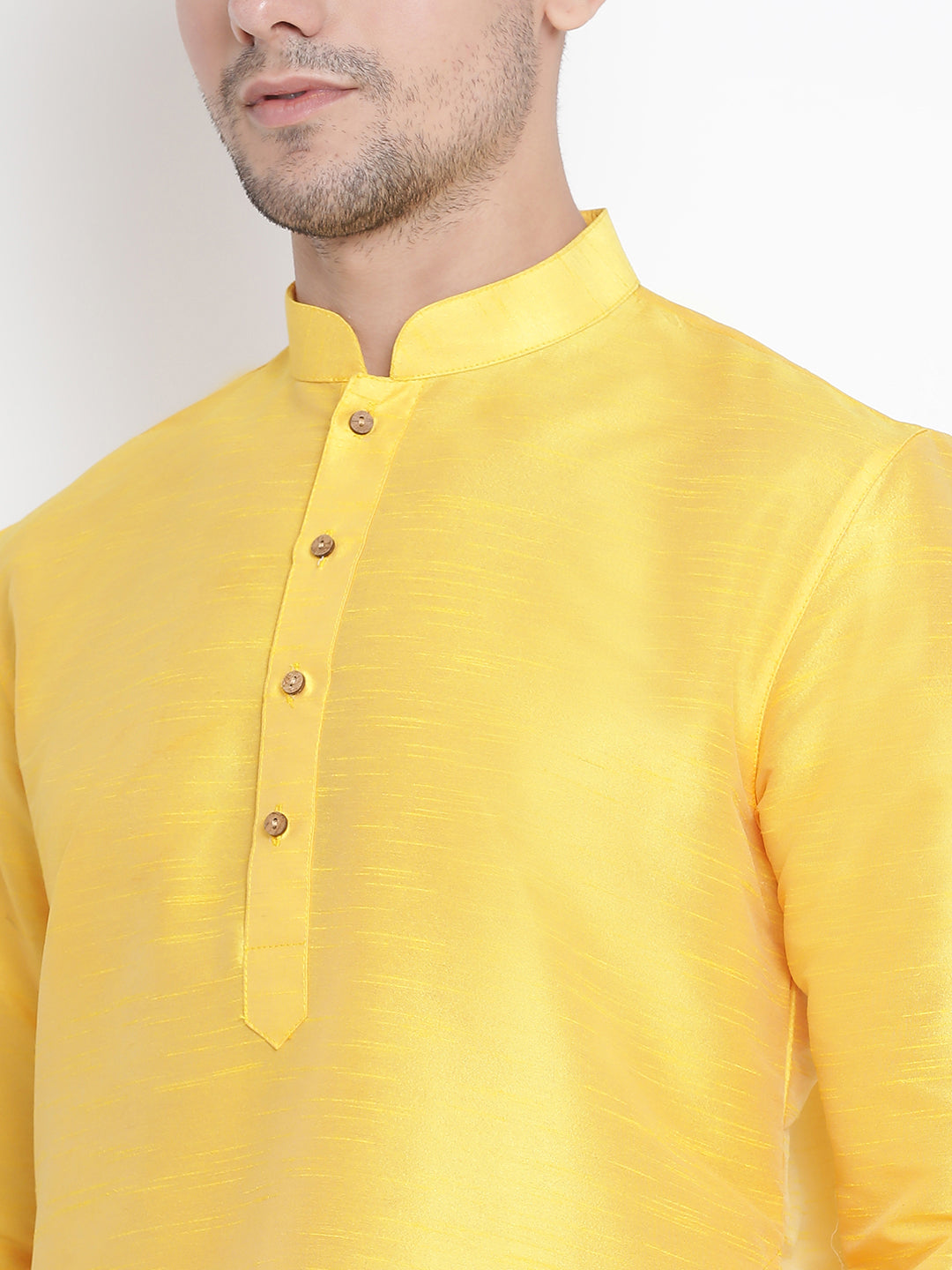 VM by Vastramay Men's Yellow Silk Blend Kurta Pyjama Set - Distacart