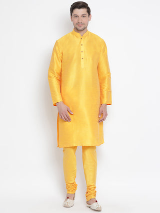 VM by Vastramay Men's Yellow Silk Blend Kurta Pyjama Set - Distacart