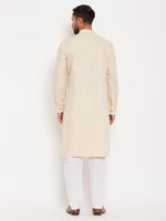 Thumbnail for VM by Vastramay Men's Cream Cotton Blend Kurta And Patiala Set - Distacart