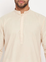 Thumbnail for VM by Vastramay Men's Cream Cotton Blend Kurta And Patiala Set - Distacart