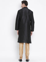Thumbnail for VM by Vastramay Men's Black Silk Blend Kurta Pyjama Set - Distacart