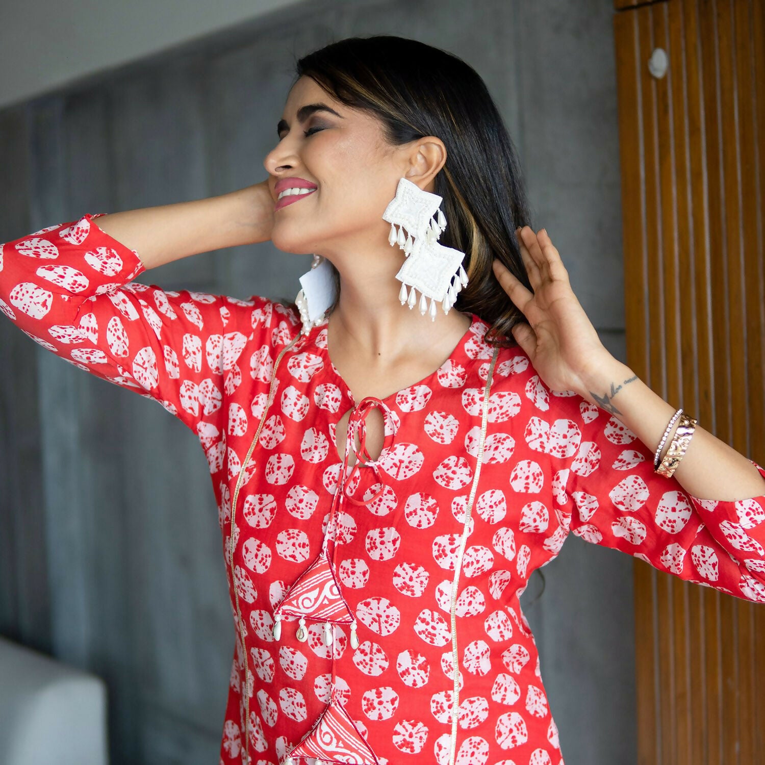 Jyoti Fashion Women's Red Pure Muslin Heavy Digital Printed Kurta Pant Set - Distacart