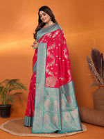 Thumbnail for Joban Fashion Banarasi Red Woven Soft Silk Saree