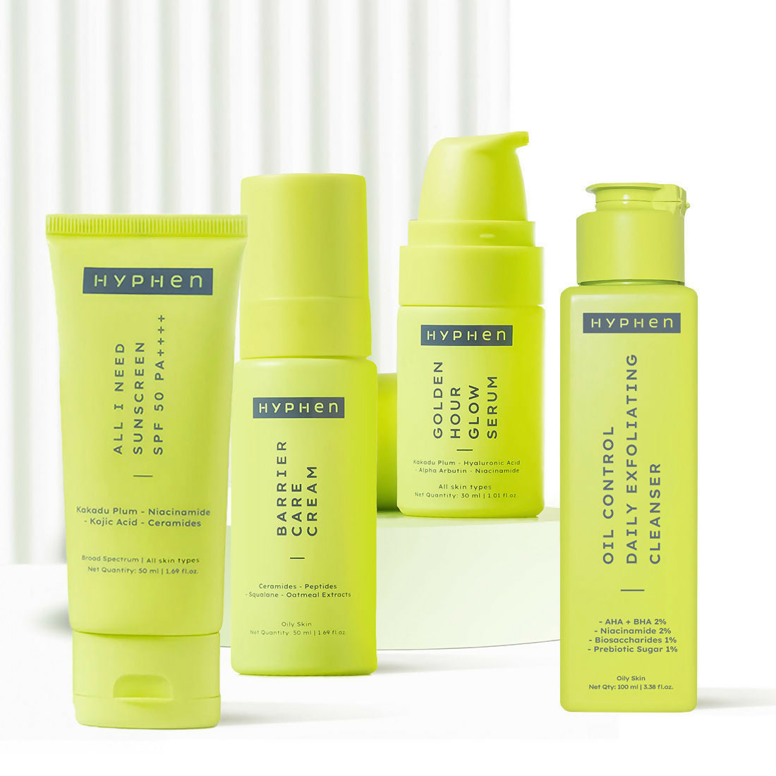 Hyphen By Kriti Sanon CSMS (Cleanser, Serum, Moisturizer, Sunscreen) Combo Oil to Dry Skin - Distacart