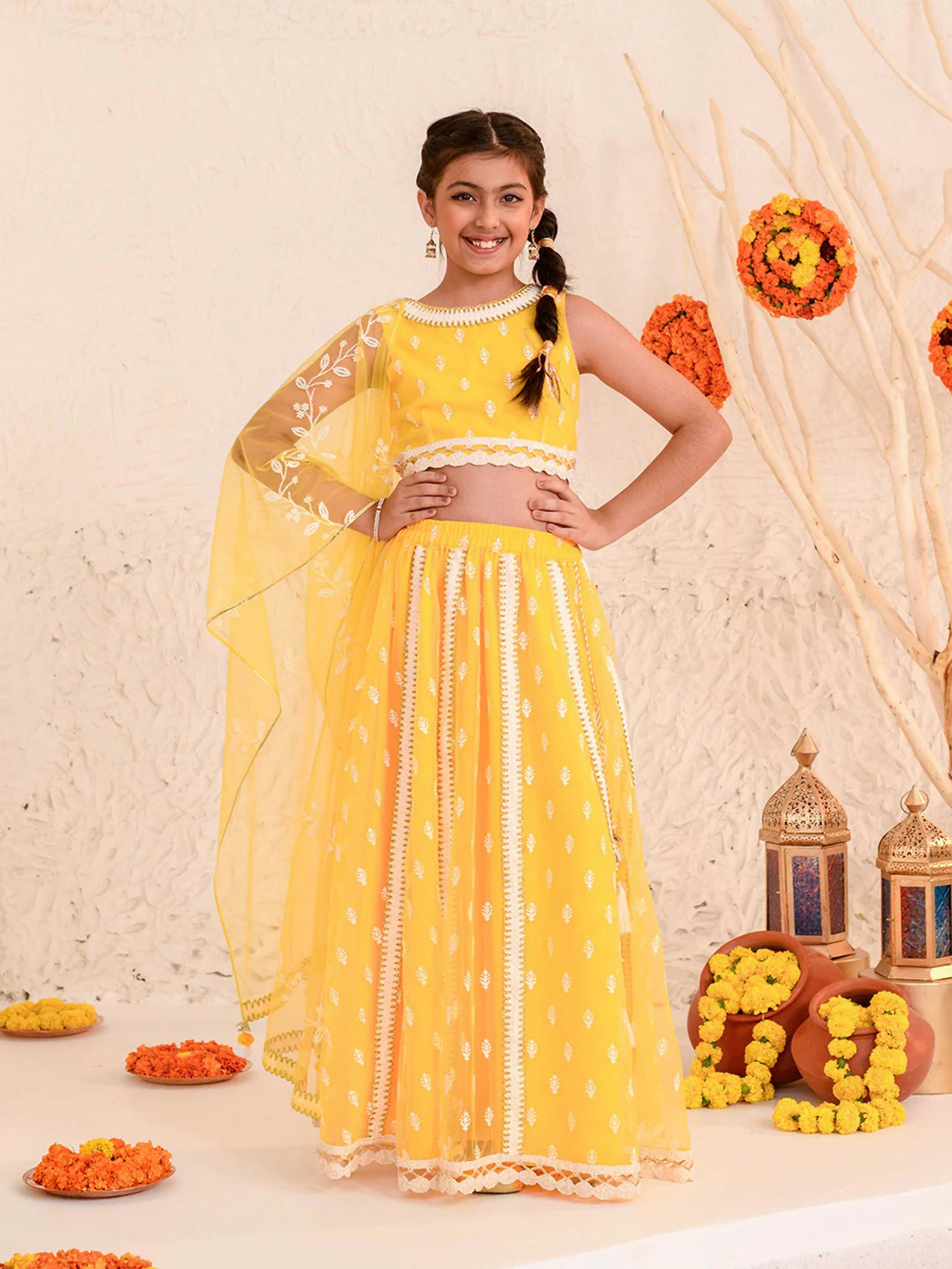 Joban Fashion Girl's Yellow Color Lehenga Choli