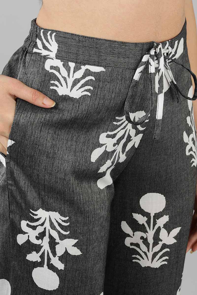 Ahika Grey Cotton Ethnic Motifs Night Suit - Distacart