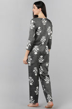 Thumbnail for Ahika Grey Cotton Ethnic Motifs Night Suit - Distacart
