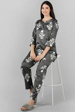 Thumbnail for Ahika Grey Cotton Ethnic Motifs Night Suit - Distacart