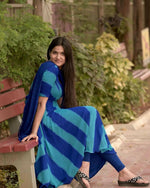 Thumbnail for Preksha Creation Indian Special Georgette Women Blue Maxi Gown With Dupatta - Distacart