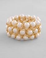 Thumbnail for VOJ Women White and Gold Toned Perals Gold-Polished Multi Strand Bracelet - Distacart