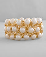 Thumbnail for VOJ Women White and Gold Toned Perals Gold-Polished Multi Strand Bracelet - Distacart