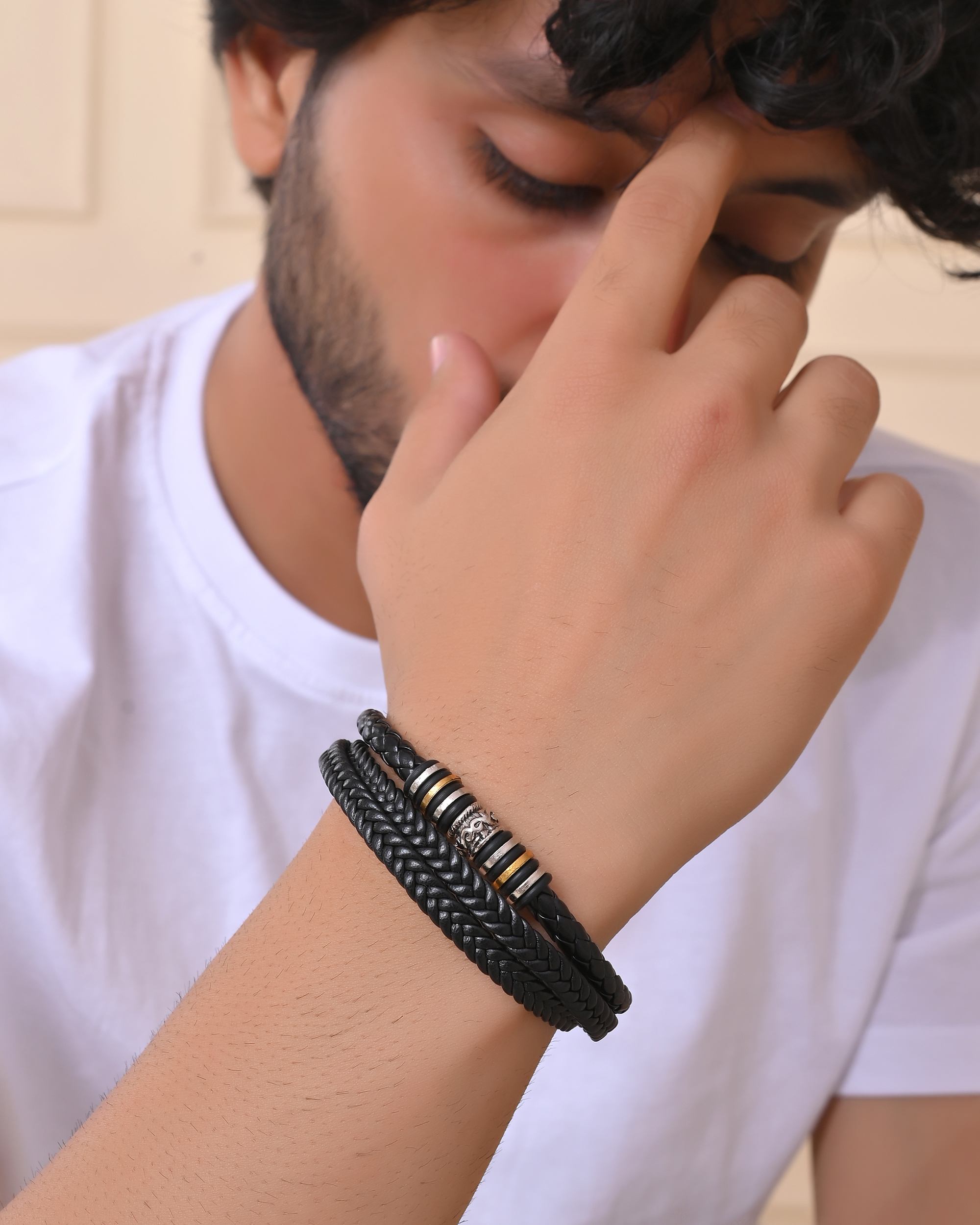 VOJ Men Leather Multistrand Bracelet