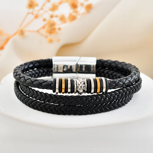 VOJ Men Leather Multistrand Bracelet