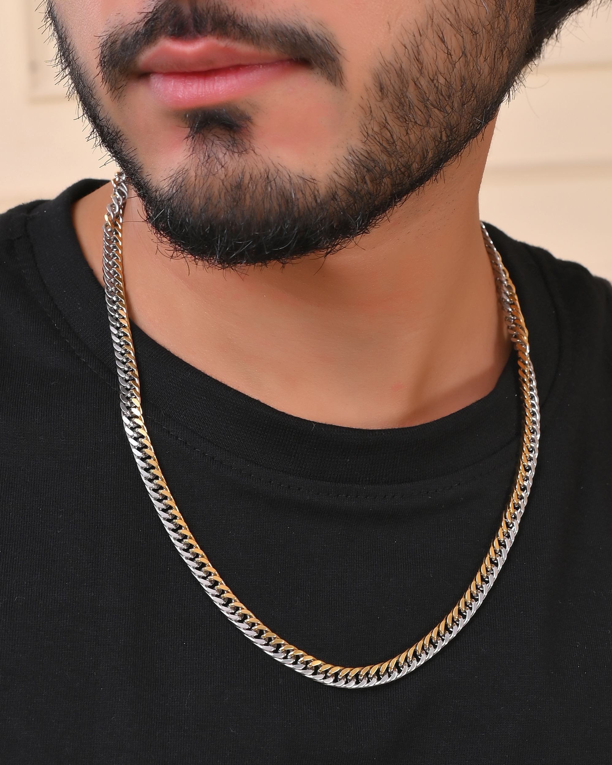 VOJ Men Dual-Plated Stainless Steel Fashionable Chain