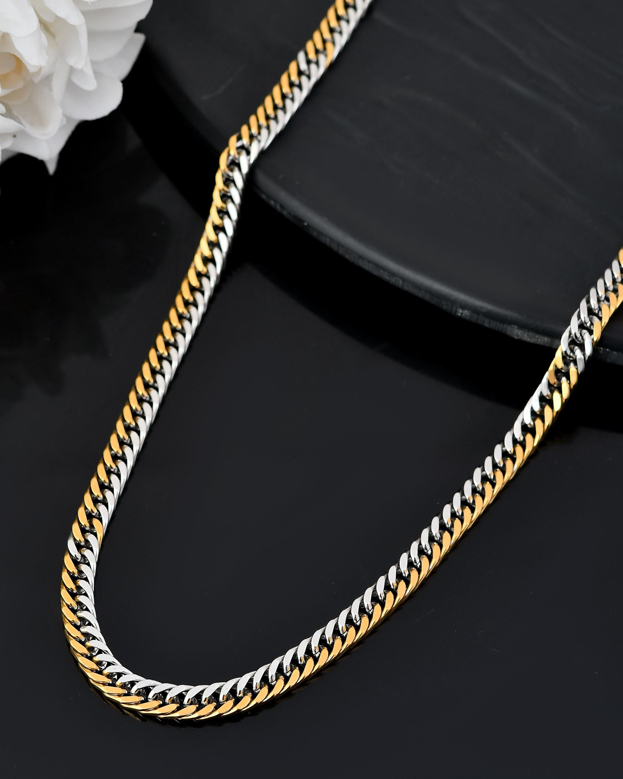 VOJ Men Dual-Plated Stainless Steel Fashionable Chain