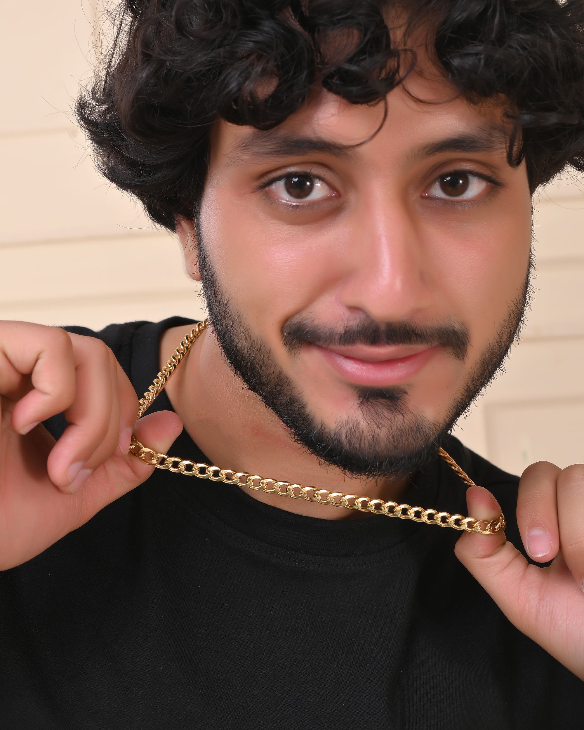 VOJ Gold Polished Stainless Steel Classic Linked Chain For Men