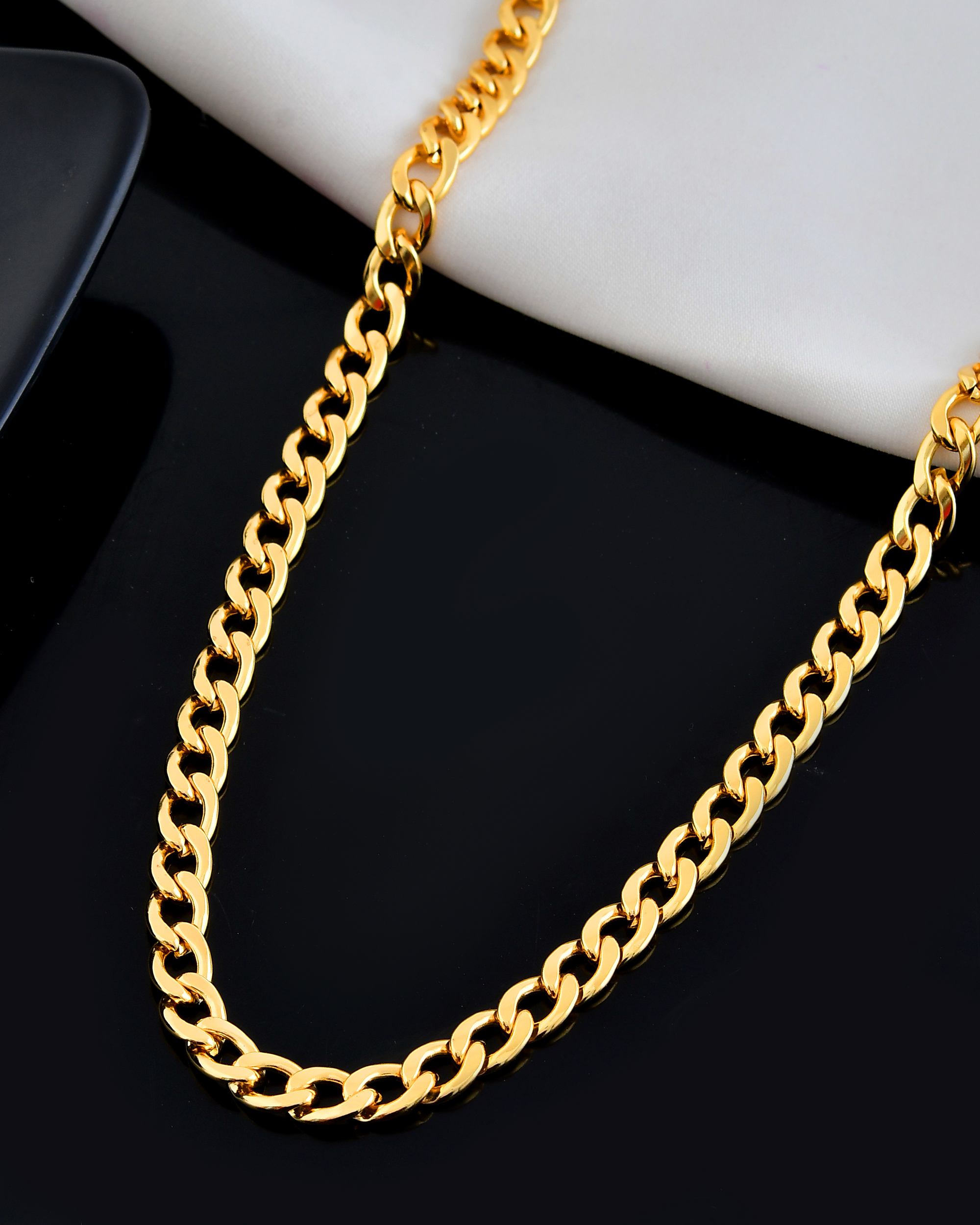 VOJ Gold Polished Stainless Steel Classic Linked Chain For Men