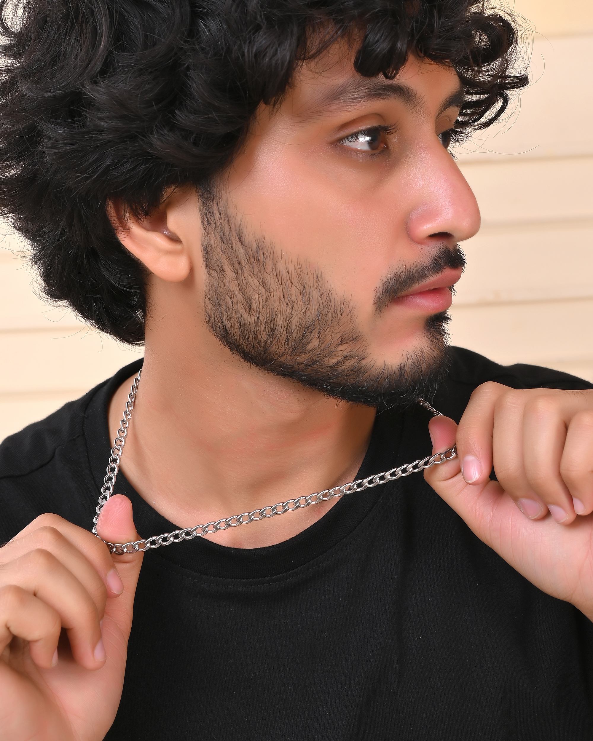 VOJ Silver Plated Stainless Steel Thick Linked Chain For Men