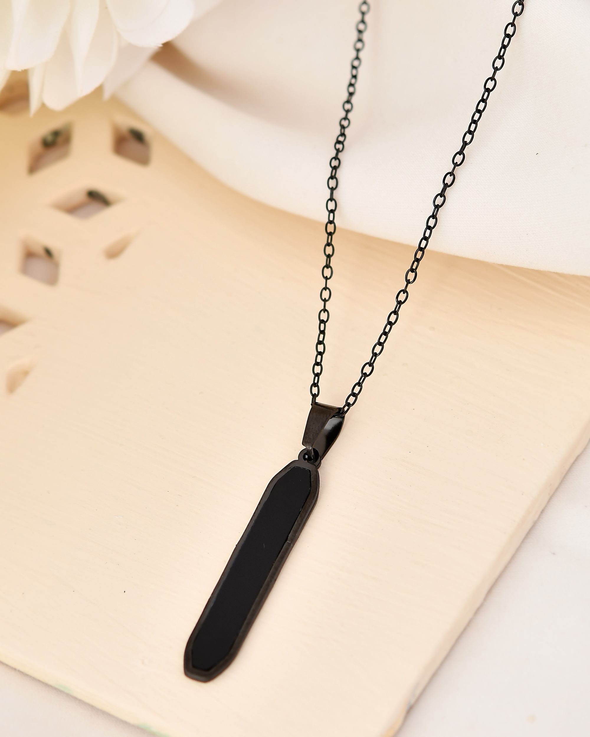 VOJ Men's Stainless Steel Chain With geometrical Shaped Pendant