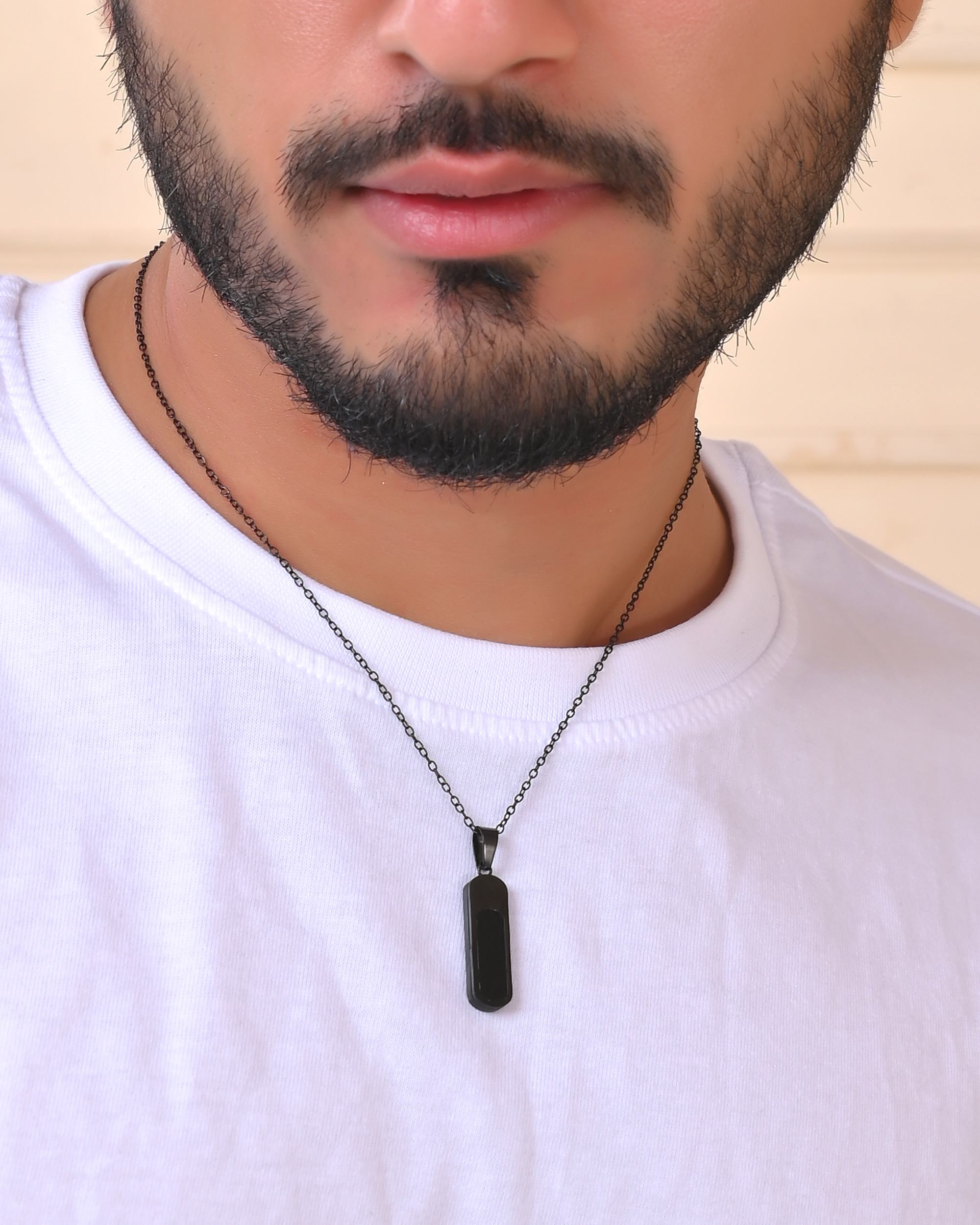 VOJ Men Stainless Steel Chain With Slab Pendant