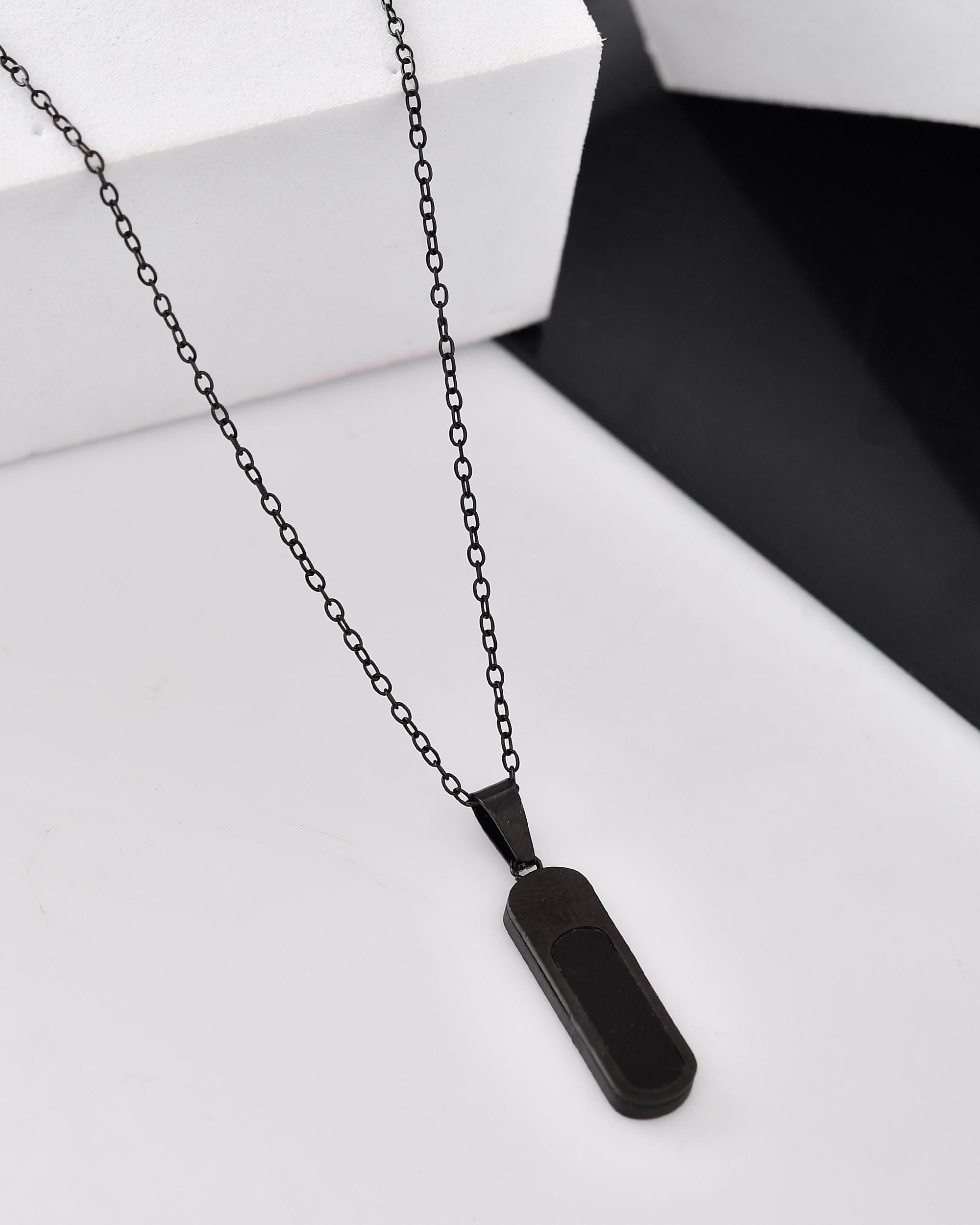 VOJ Men Stainless Steel Chain With Slab Pendant