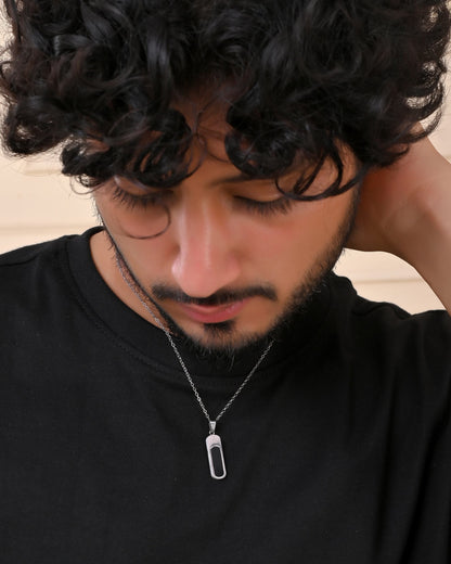VOJ Men Silver-Plated Minimal Chain With Slab Pendant - Distacart
