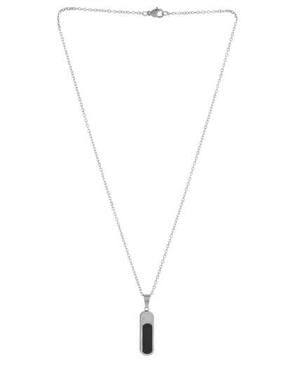 VOJ Men Silver-Plated Minimal Chain With Slab Pendant - Distacart