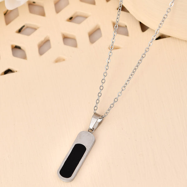 VOJ Men Silver-Plated Minimal Chain With Slab Pendant
