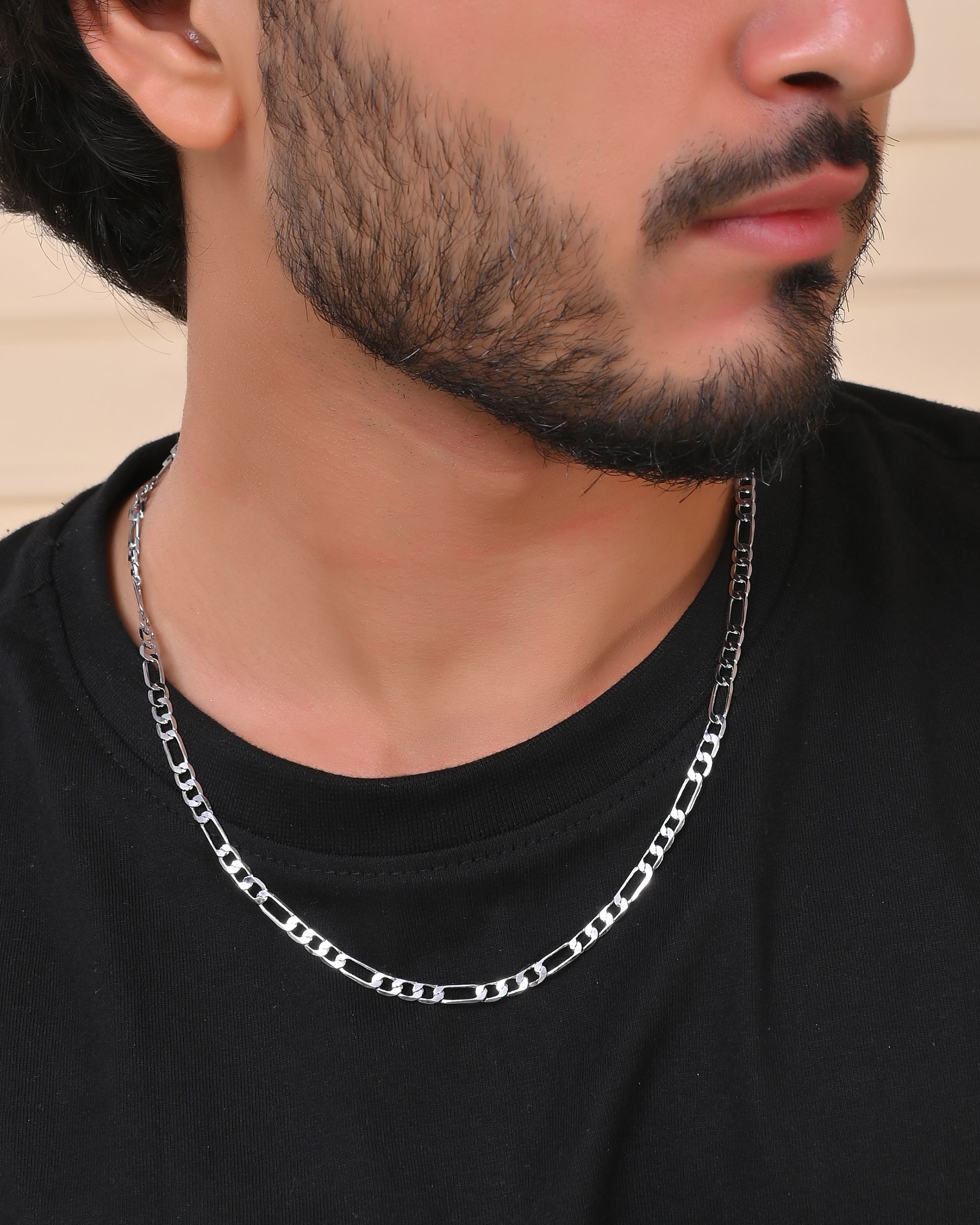VOJ Men's Silver Plated Linked Chain