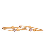 Thumbnail for VOJ Set Of 2 Gold Polished Stone Studded Squares Shaped Bangles