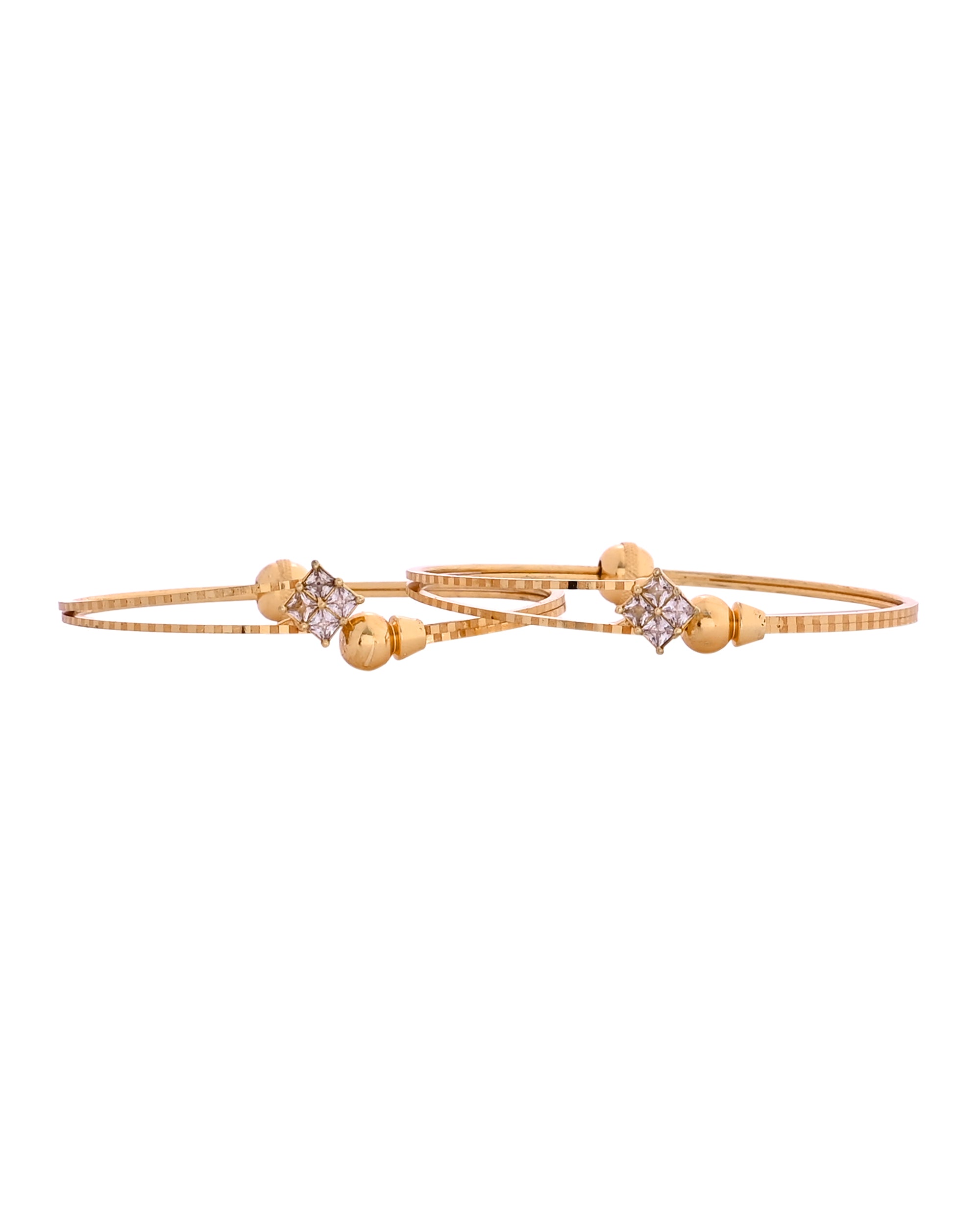 VOJ Set Of 2 Gold Polished Stone Studded Squares Shaped Bangles