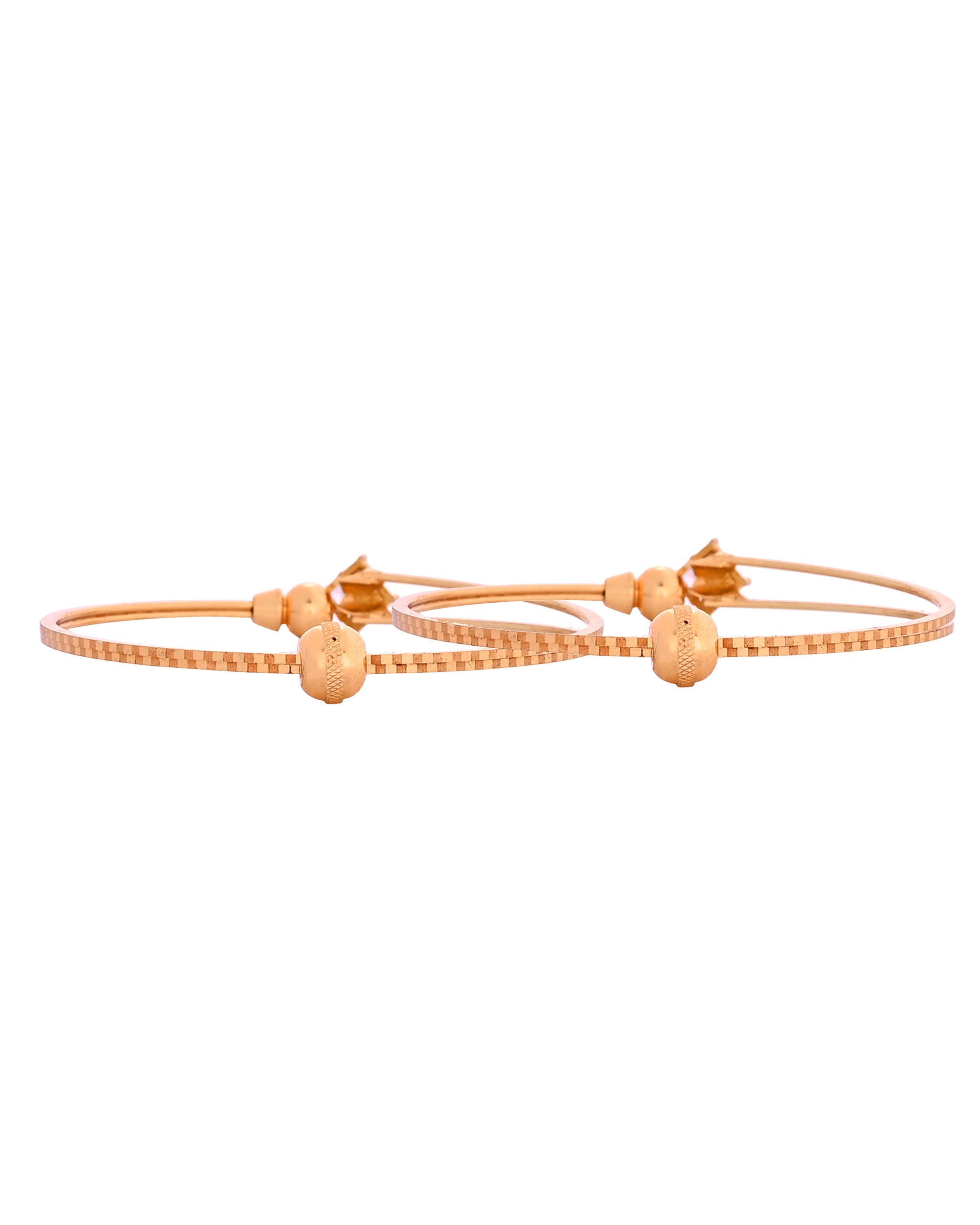 VOJ Set Of 2 Gold Polished Stone Studded Squares Shaped Bangles