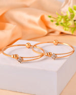 Thumbnail for VOJ Set Of 2 Gold Polished Stone Studded Squares Shaped Bangles